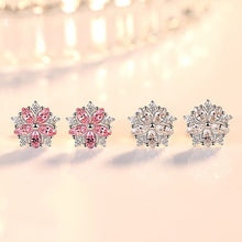 Load image into Gallery viewer, Pink Sakura Cubic Zirconia Rhodium Plated Earrings