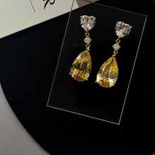 Load image into Gallery viewer, Delicate Young Lady Yellow Drop Earrings