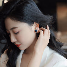 Load image into Gallery viewer, Blue Geometric Synthetic Sapphire Earrings