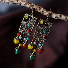 Load image into Gallery viewer, Ethnic stone beads multi-color earrings