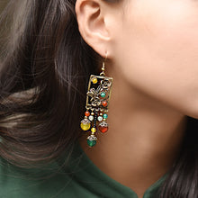 Load image into Gallery viewer, Ethnic stone beads multi-color earrings