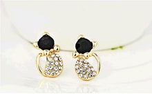 Load image into Gallery viewer, Rhinestone Cute Cat Bow Stud Earrings