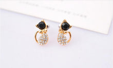 Load image into Gallery viewer, Rhinestone Cute Cat Bow Stud Earrings