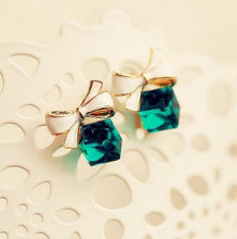 Load image into Gallery viewer, Bowknot Cube Crystal Square Earrings - earringsly