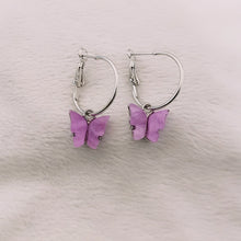 Load image into Gallery viewer, Acrylic Colorful Butterfly Hoop Earrings