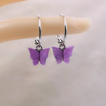 Load image into Gallery viewer, Acrylic Colorful Butterfly Hoop Earrings