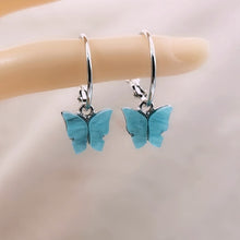 Load image into Gallery viewer, Acrylic Colorful Butterfly Hoop Earrings