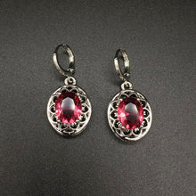 Load image into Gallery viewer, Vintage 925 Silver Ruby Drop Earrings
