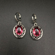 Load image into Gallery viewer, Vintage 925 Silver Ruby Drop Earrings