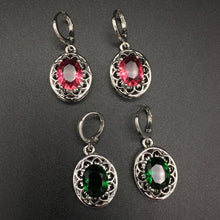 Load image into Gallery viewer, Vintage 925 Silver Ruby Drop Earrings