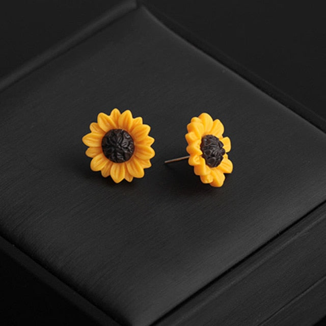 Acrylic Sunflower Stud Earrings