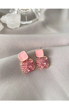 Load image into Gallery viewer, 925 Silver Pink Square Love Earrings will surely tickle you pink with their glam and cuteness. It radiates love and light energy.