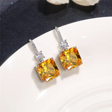 Load image into Gallery viewer, Princess Cut Yellow Dangle Earrings