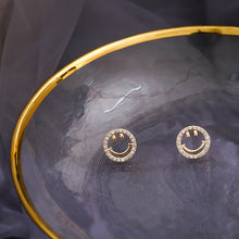 Load image into Gallery viewer, Geometric Crystal Happy smiley Stud Earrings
