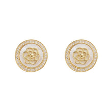 Load image into Gallery viewer, Exquisite Geometric White Golden Rose Flower Studs
