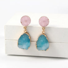 Load image into Gallery viewer, Pink Resin Sea Blue Charming Water Drop Earrings
