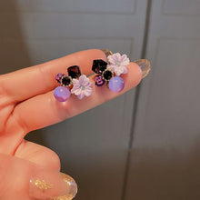 Load image into Gallery viewer, Purple Crystal Flower Must Have Stud Earrings
