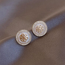 Load image into Gallery viewer, Exquisite Geometric White Golden Rose Flower Studs
