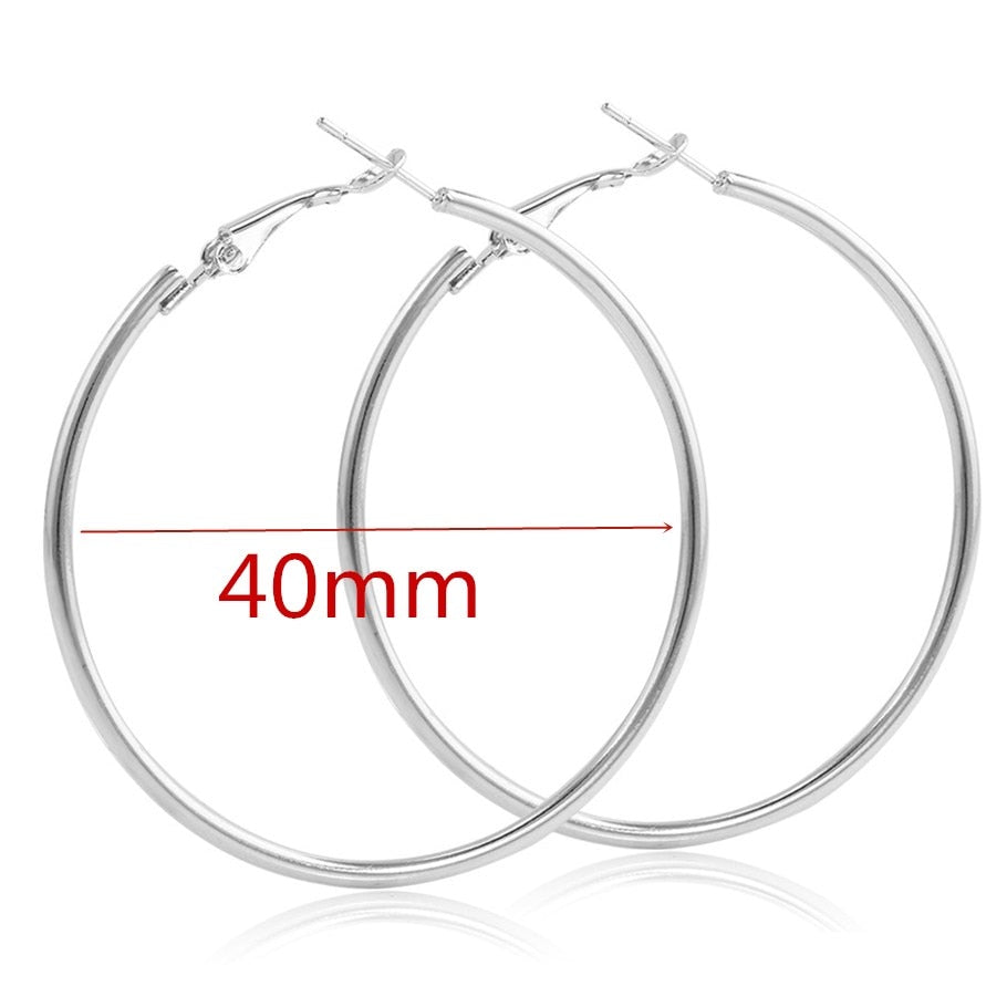 40-80mm Exaggerated Big Smooth Circle Hoop Earrings