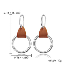 Load image into Gallery viewer, Simple Geometric Hollow Leather Hoop Dangle Earrings
