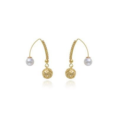 Hollow-out Ball Front Pearl Stylish Earrings