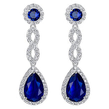 Load image into Gallery viewer, Gorgeous Blue Crystal Knot Dangle Earrings
