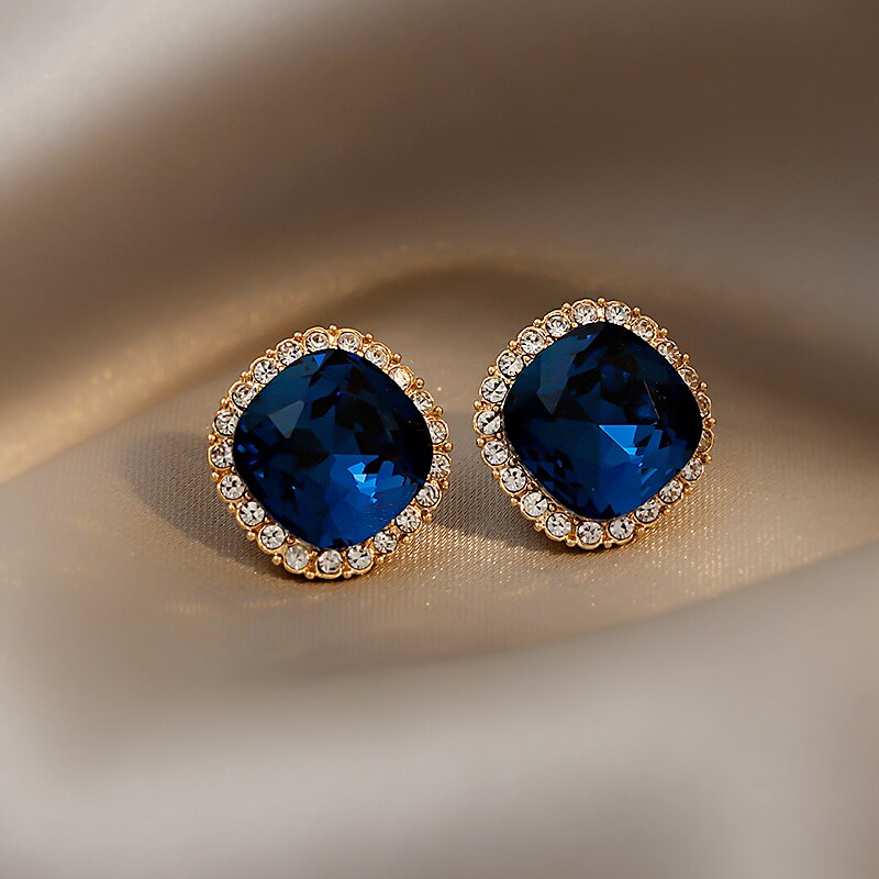 Blue Geometric Synthetic Sapphire Earrings