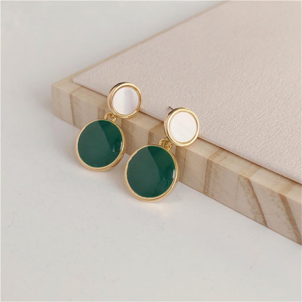 Vintage Golden Double Circle Contrast Stud Earring