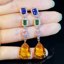 Load image into Gallery viewer, Gorgeous Colorful Cubic Zirconia Long Drop Earrings

