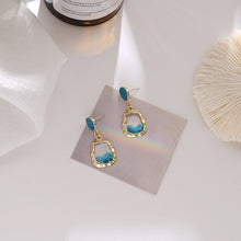 Load image into Gallery viewer, Fashion Crystal Two Color Geometric Square Earrings
