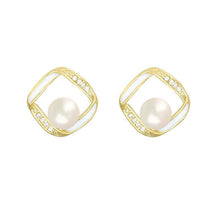 Load image into Gallery viewer, Simple Stylish Square Pearl Stud Earrings
