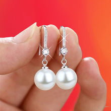Load image into Gallery viewer, Enchanting Pearl Drop Earrings with Diamond Accents
