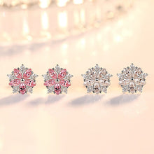 Load image into Gallery viewer, Pink Sakura Cubic Zirconia Rhodium Plated Earrings
