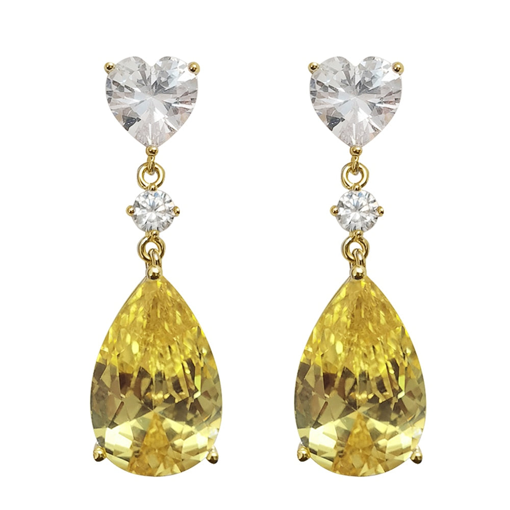 Delicate Young Lady Yellow Drop Earrings