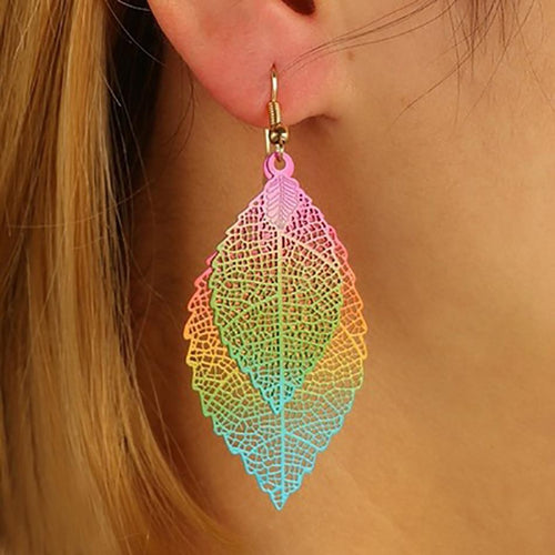 Trendy leaves Shape Colorful Drop Earrings - earringsly