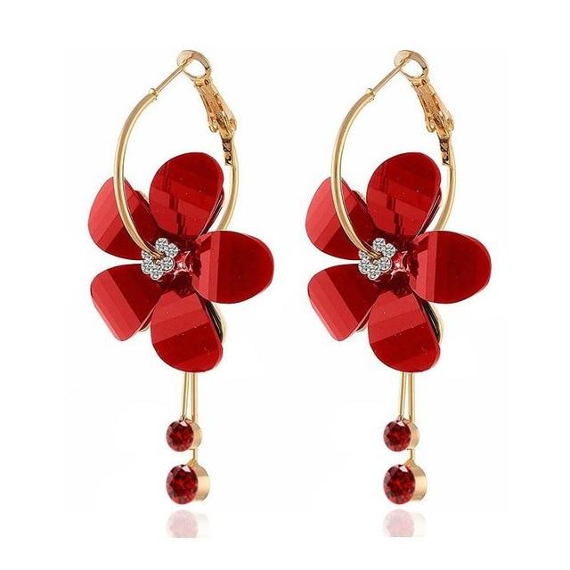 Korean Statement Flowers Tassel Acrylic Earrings - earringsly