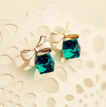 Load image into Gallery viewer, Bowknot Cube Crystal Square Earrings - earringsly
