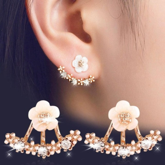 Sweet Flower Crystal Stud Earrings