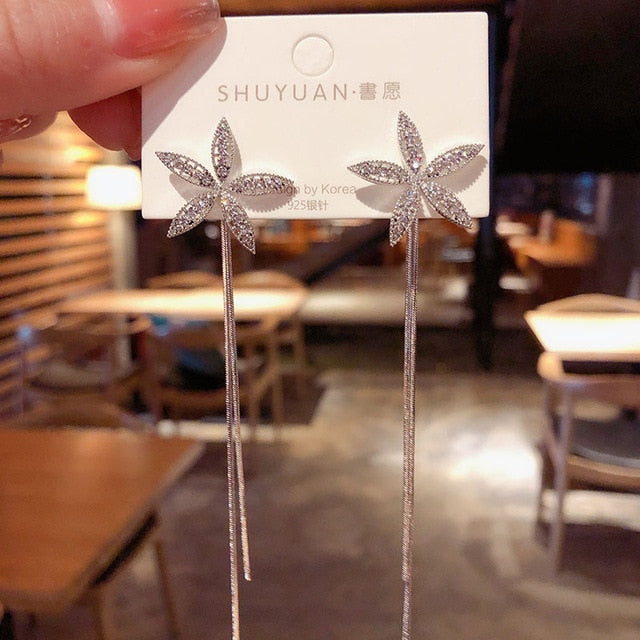 Creative Hollow Crystal flowers Drop earrings