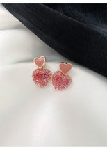 Load image into Gallery viewer, 925 Silver Pink Square Love Earrings will surely tickle you pink with their glam and cuteness. It radiates love and light energy.
