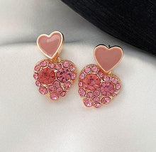 Load image into Gallery viewer, 925 Silver Pink Square Love Earrings will surely tickle you pink with their glam and cuteness. It radiates love and light energy.
