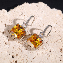 Load image into Gallery viewer, Princess Cut Yellow Dangle Earrings
